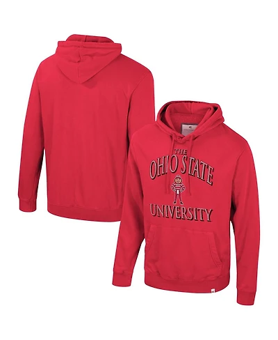 Colosseum Men's Scarlet Ohio State Buckeyes Big Tall Cap E-Tan Pullover Hoodie