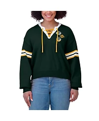 Wear By Erin Andrews Women's Green Green Bay Packers Lace-Up Pullover Sweatshirt