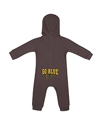 Colosseum Baby Boys and Girls Charcoal Michigan Wolverines Zando-Zan Waffle Full-Snap Hooded Romper