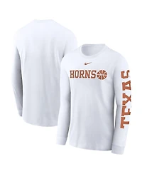 Nike Men's White Texas Longhorns Basketball Icon Two-Hit Long Sleeve T-Shirt