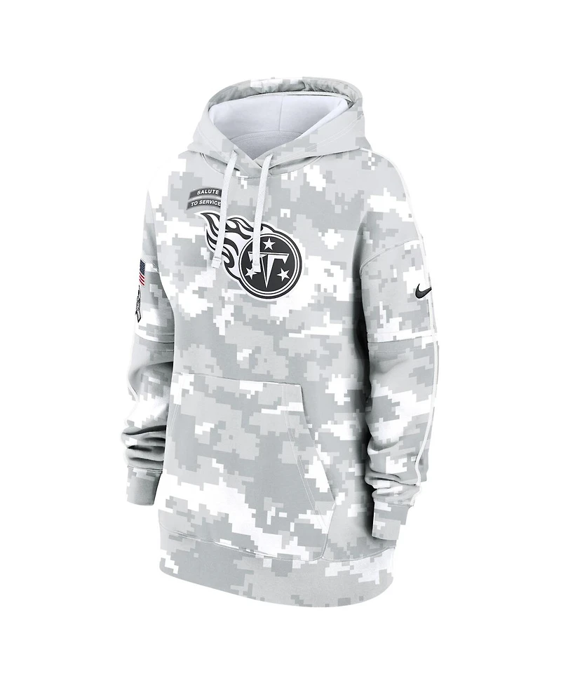 Nike Women's Arctic Camo Tennessee Titans 2024 Salute To Service Club Fleece Oversized Pullover Hoodie