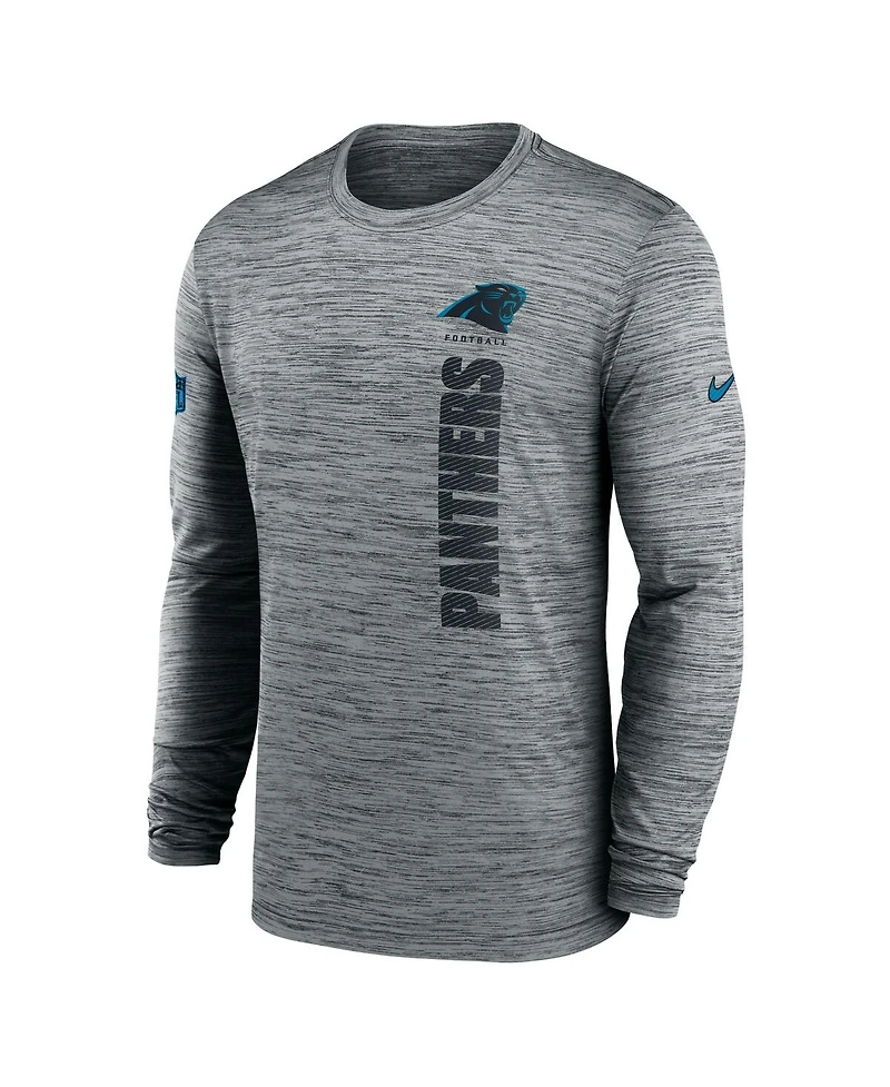 Nike Men's Gray Carolina Panthers 2024 Sideline Velocity Performance Long Sleeve T-Shirt