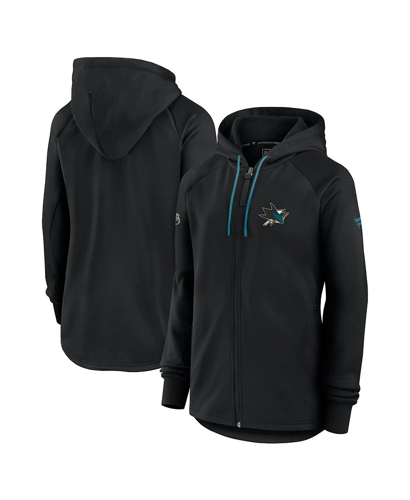 Fanatics Women's Black San Jose Sharks Authentic Pro Rink Fleece Full-Zip Jacket