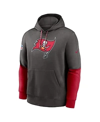 Nike Men's Pewter/Red Tampa Bay Buccaneers 2024 Sideline Club Pullover Hoodie