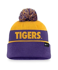 Nike Men's Gold/Purple Lsu Tigers Primetime Peak Cuffed with Pom Knit Hat