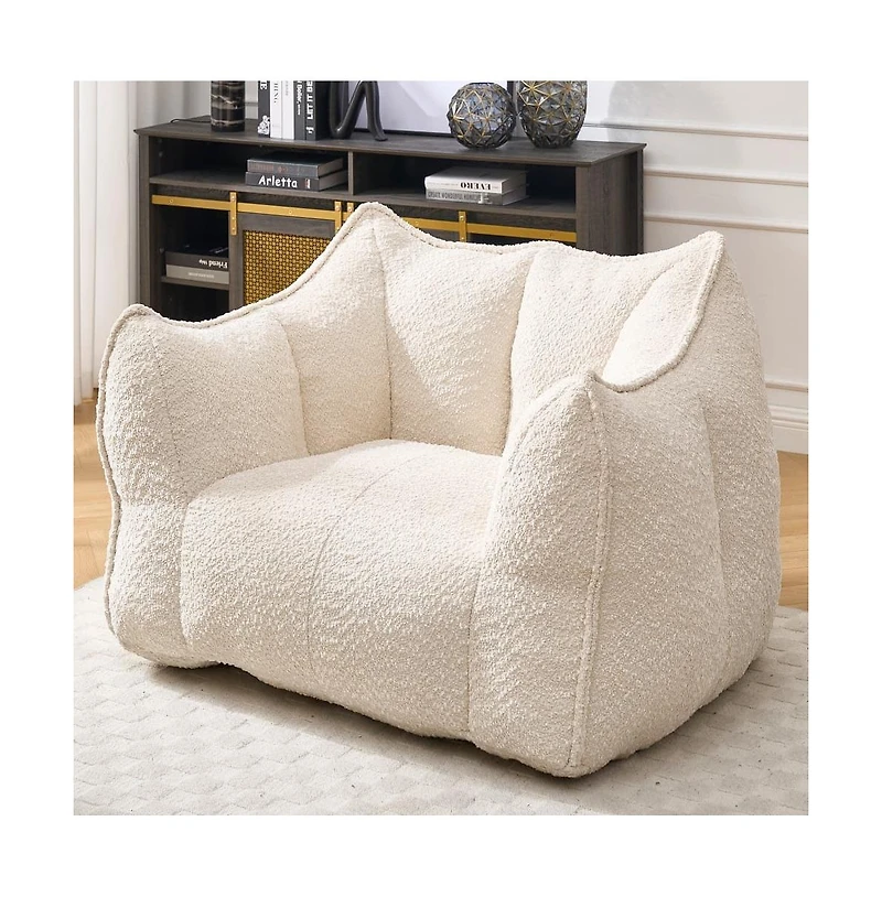 Comfortable Chenille Bean Bag Chair with Armrests for Living Rooms, Bedrooms, Gaming and Watching Tv-The Pop Home