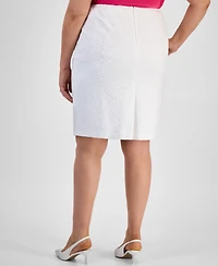Kasper Plus Bonded-Lace Slim Skirt