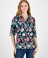 Tommy Hilfiger Women's Floral Gingham Cotton Shirt