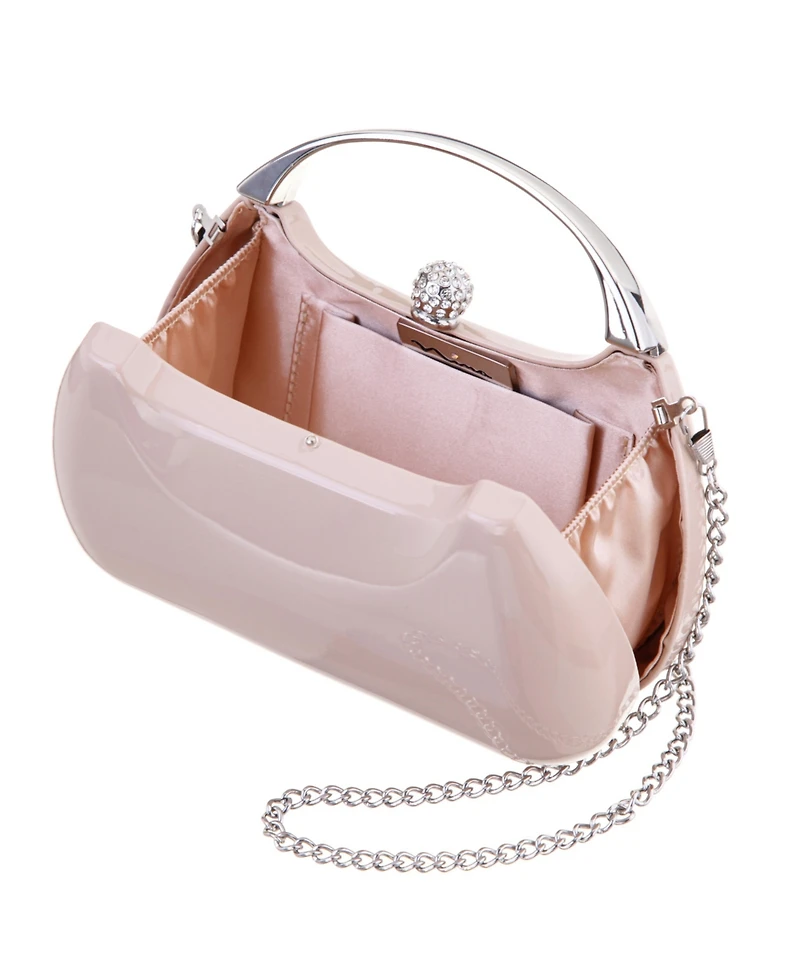Nina Women's Metallic Minaudiere bag with Metal Handle