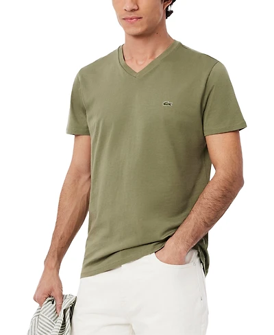 Men's Lacoste Classic V-Neck Soft Pima Cotton Tee Shirt 