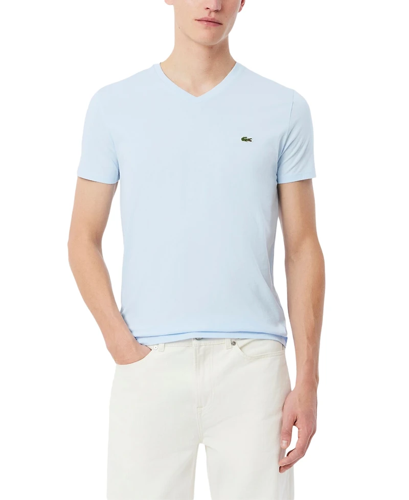 Men's Lacoste Classic V-Neck Soft Pima Cotton Tee Shirt - T01