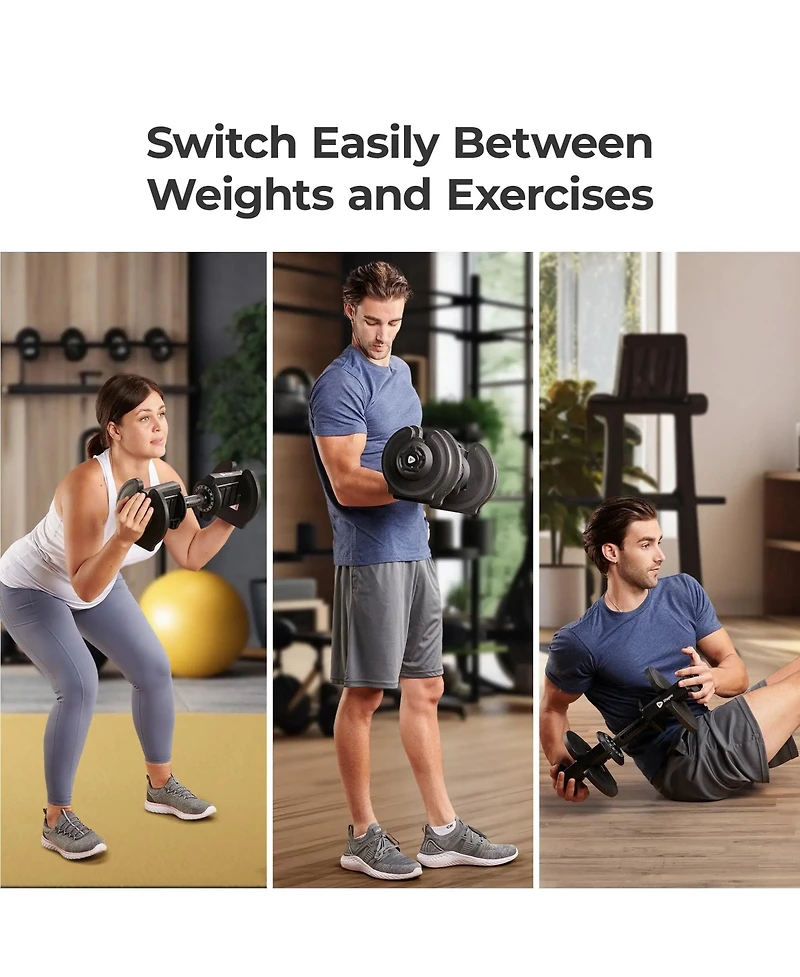 LifePro Single Adjustable Dumbbell – 4lb to 90lb Weight Range, Compact Design for Home Gym, Versatile Fitness Equipment