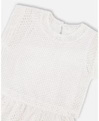 Deux par Toddler Girls Bi-Material Mesh And Organic Cotton Dress Snow White - Toddler|Child
