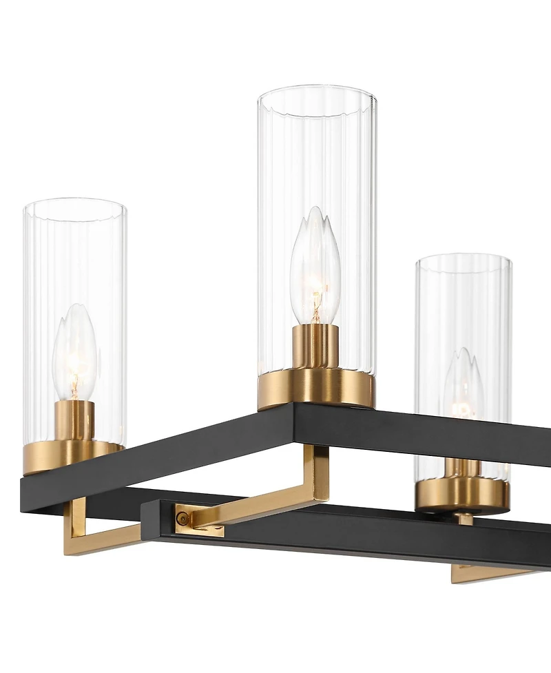 Possini Euro Design Gregory 39 1/4" Mid Century Modern Chandelier Ceiling Light Fixture Dining Room Over Table Kitchen Island 8-Light Black Gold