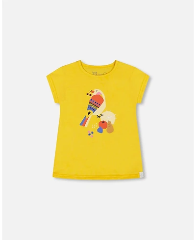 Deux par Deux Toddler Girls Organic Cotton Tee Yellow And Birds - Toddler|Child