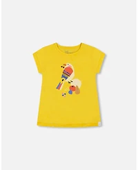 Deux par Deux Toddler Girls Organic Cotton Tee Yellow And Birds - Toddler|Child