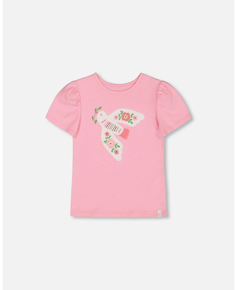 Deux par Deux Toddler Girls Organic Cotton Tee With Puff Sleeve Candy Pink - Toddler|Child