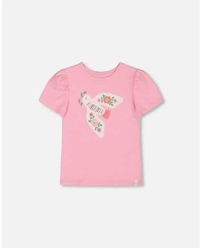 Deux par Toddler Girls Organic Cotton Tee With Puff Sleeve Candy Pink - Toddler|Child