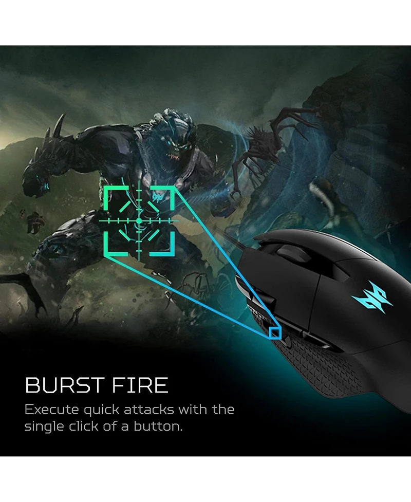 acer Predator Cestus 315 Gaming Mouse with PixArt Sensor, Adjustable Dpi & 8 Buttons Including Burst Fire