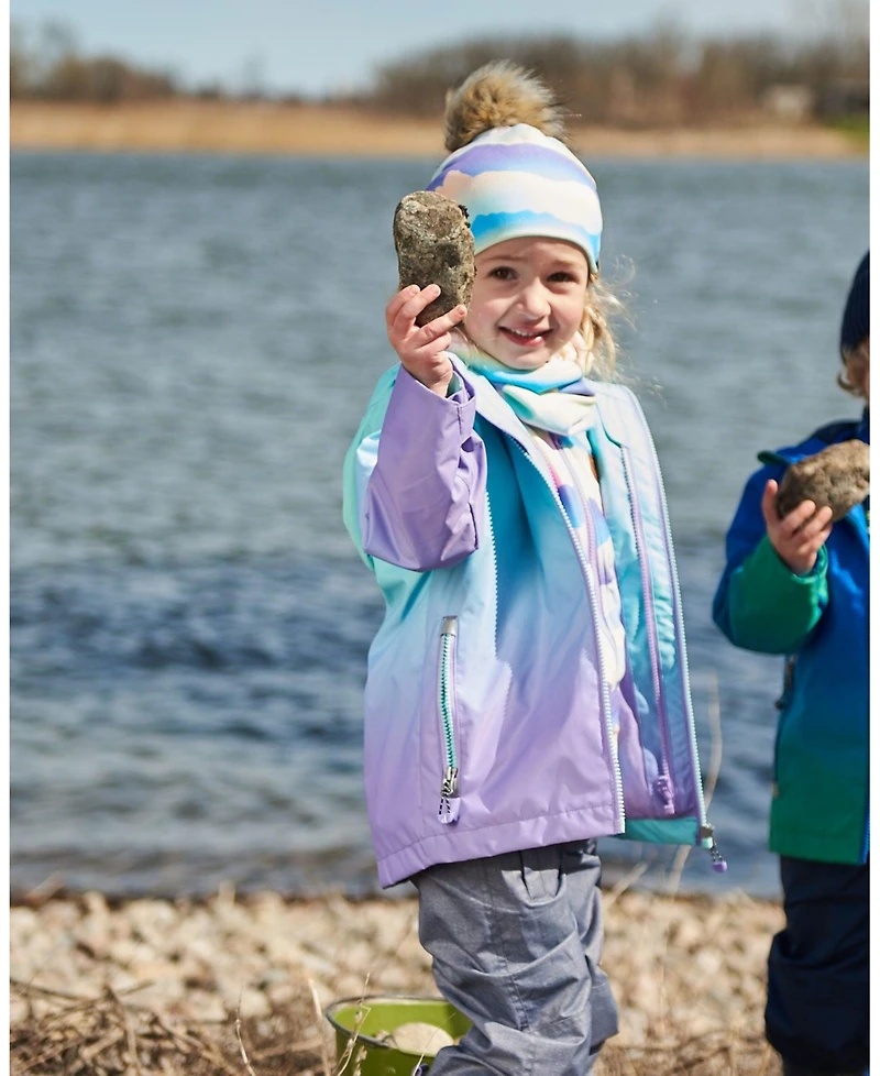 Deux par Deux Big Girls 3-In-1 Mid-Season Outerwear Set Turquoise And Mauve Gradient
