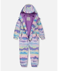 Deux par Deux Kids Unisex Printed Mid-Season One-Piece Outerwear Mauve And Blue, Pink Mountain - Toddler|Child