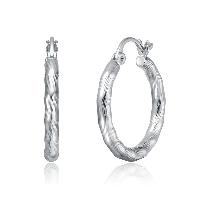 Twisted Hoop Earrings in White Gold Plated or 14K Gold Plated