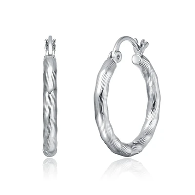 Twisted Hoop Earrings in White Gold Plated or 14K Gold Plated
