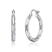 Twisted Hoop Earrings in White Gold Plated or 14K Gold Plated