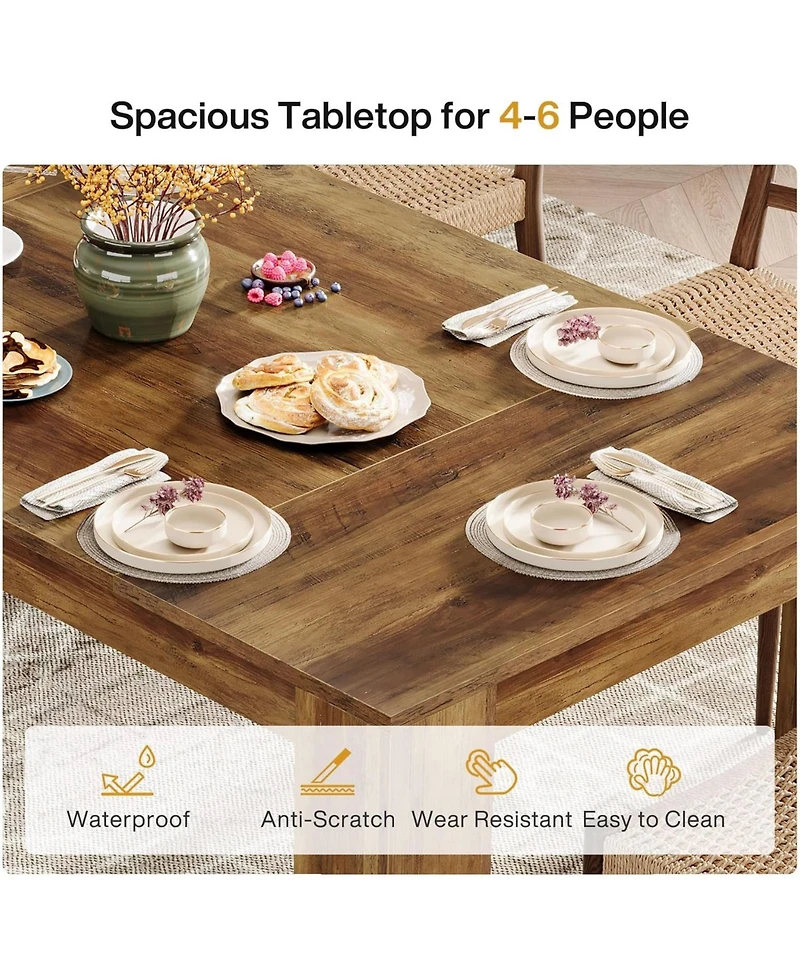 Tribesigns 63-Inch Dining Table for 4-6 People, Rectangular Kitchen Dinner Table, Farmhouse Wooden Eating Table for Home Kitchen, Dining Room