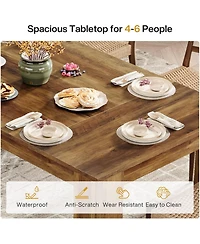 Tribesigns 63-Inch Dining Table for 4-6 People, Rectangular Kitchen Dinner Table, Farmhouse Wooden Eating Table for Home Kitchen, Dining Room