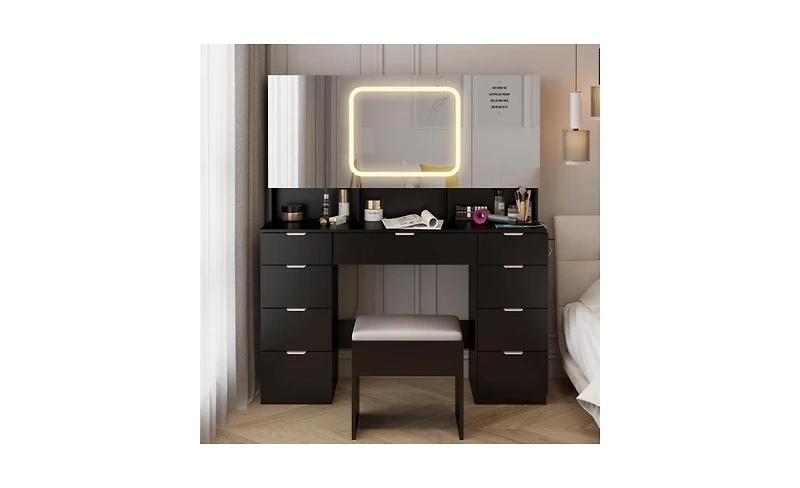 Vanity Table Set – Stylish Makeup Desk with Mirror and Storage for Bedroom or Dressing Room