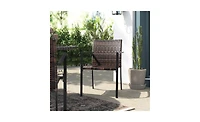Set of 2 Stackable Outdoor Wicker Patio Dining Chairs for Garden, Balcony, or Deck