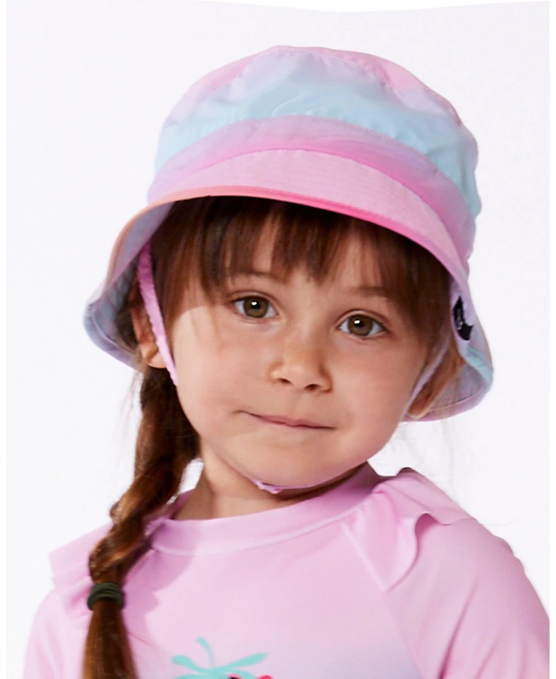 Deux par Deux Baby Girls Printed Beach Sun Hat Pink, Orange, And Turquoise