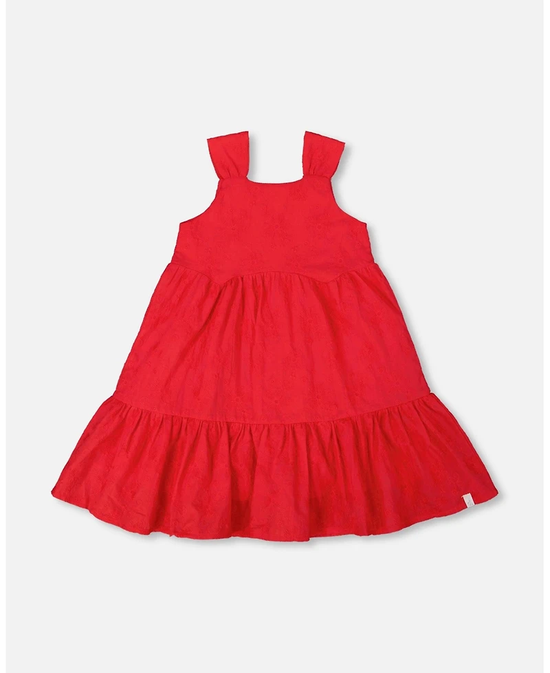 Deux par Deux Big Girls Multi-Tiered Eyelet Dress Red