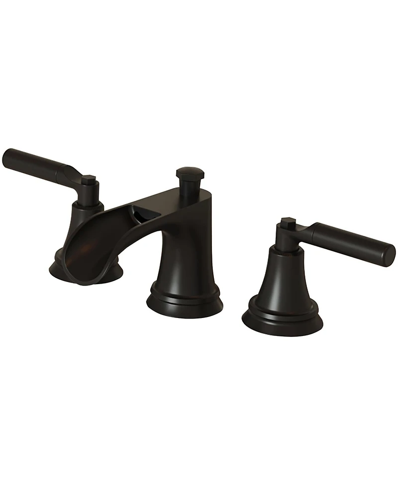 8 in. Widespread Double-Handle 3-Hole Waterfall Bathroom Faucet Water-Saving with Metal Drain in Brushed Gold