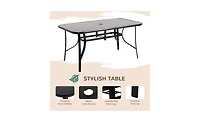 Outdoor Dining Table and Chair Set with Umbrella Complete Patio Furniture for 4-6 People