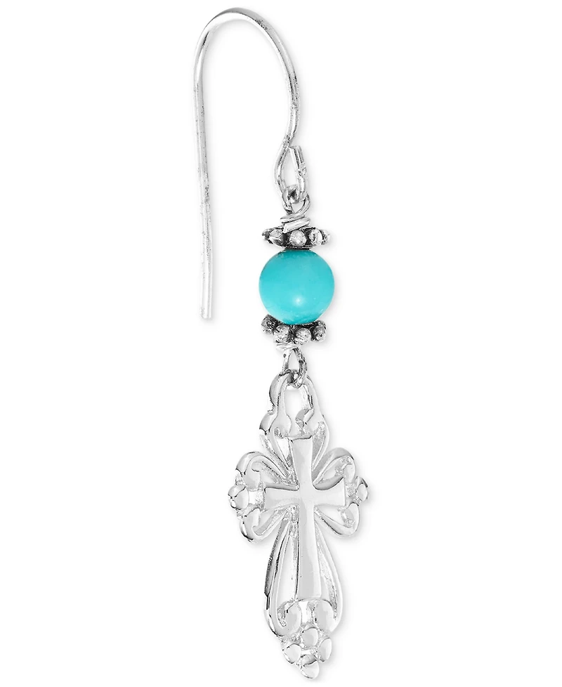 Stone Bead & Arrow Linear Drop Earrings in Sterling Silver