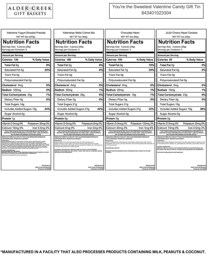 Alder Creek Gift Baskets You're the Sweetest Valentine Candy Gift Tin, 4 Items