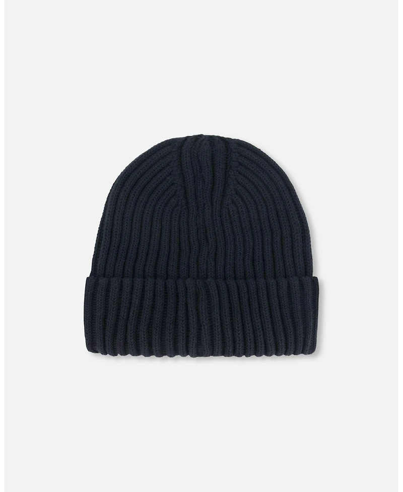 Deux par Deux Kids Unisex Cuffed Knit Hat Black - Toddler|Child