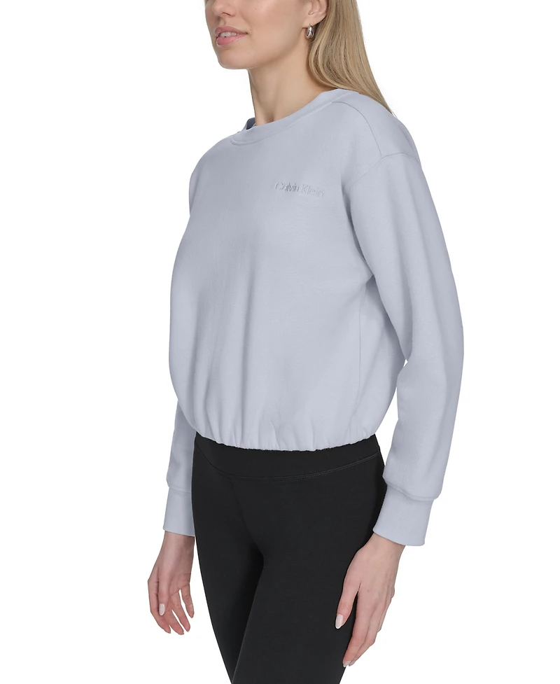 Calvin Klein Women's Logo Fleece Bubble Hem Top
