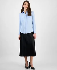 Bar Iii Women's Button-Front Long-Sleeve Blouse, Exclusively at Macy's