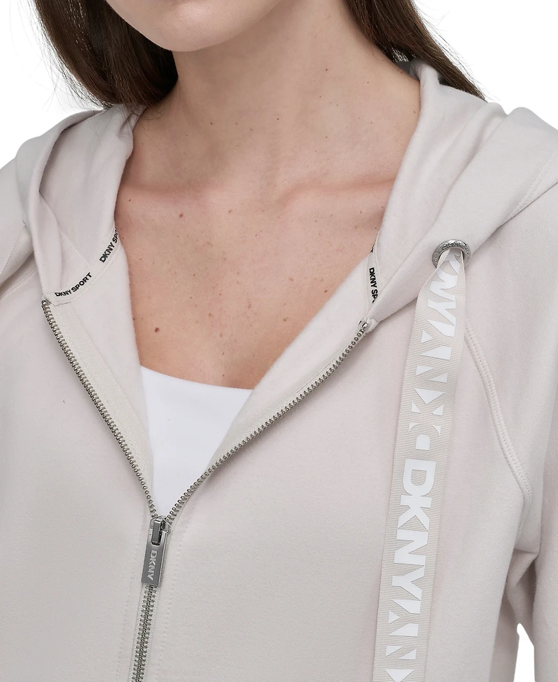 Dkny Sport Women's Two-Tone Zip-Front Long-Sleeve Hoodie