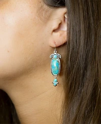 Barse Emile Genuine Blue Turquoise Sterling Silver Oval Drop Earrings