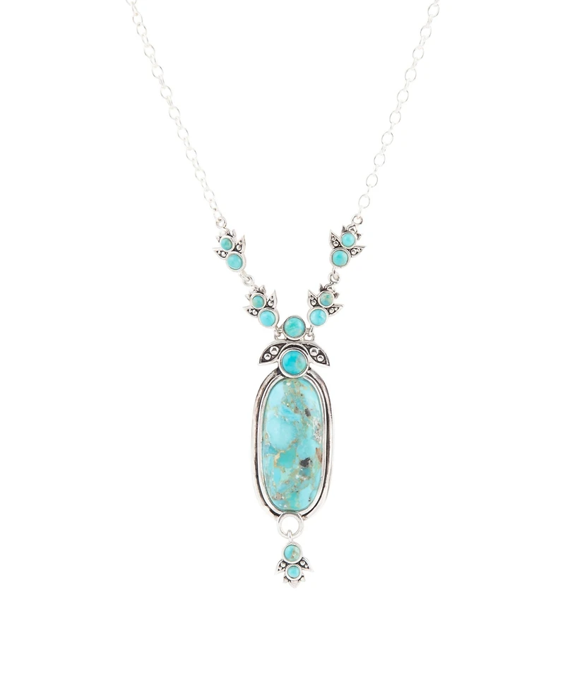 Barse Emile Sterling Silver and Blue Turquoise Abstract Pendant Necklace