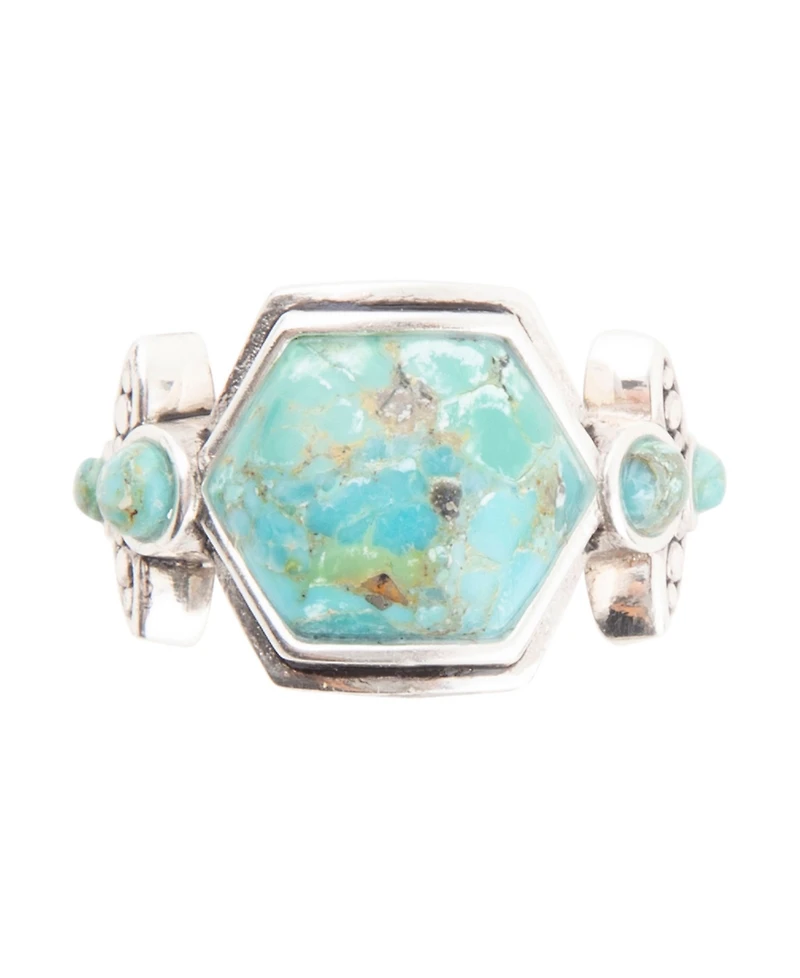 Barse Emile Blue Turquoise and Sterling Silver Hexagon Ring
