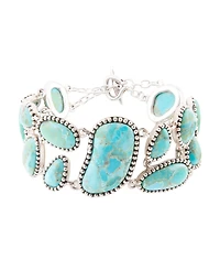 Barse Refined Genuine Blue Turquoise Sterling Silver Link Abstract Bracelet