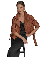 Donna Karan New York Women's Asymmetric Leather Moto Jacket