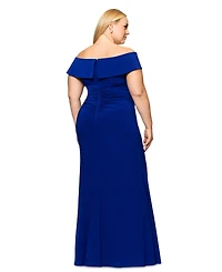 Xscape Plus Size Off-The-Shoulder Jersey Gown