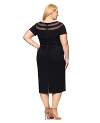 Xscape Plus Size Illusion Stripe Short-Sleeve Sheath Dress