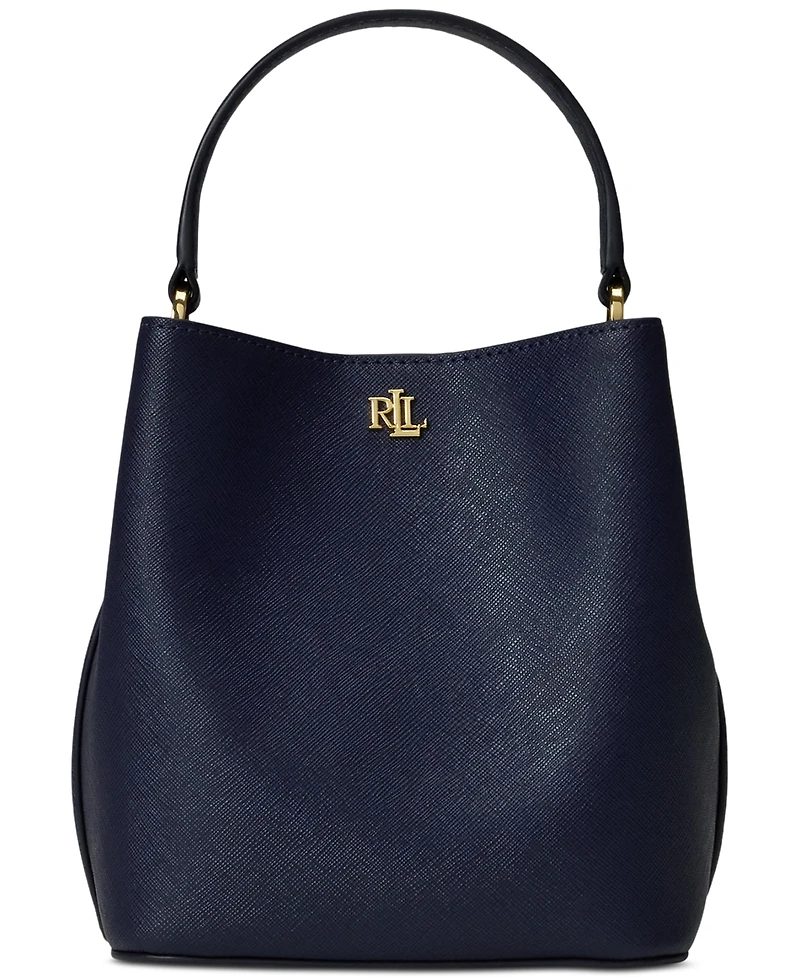 Lauren Ralph Crosshatch Leather Mini Reese Bucket Bag
